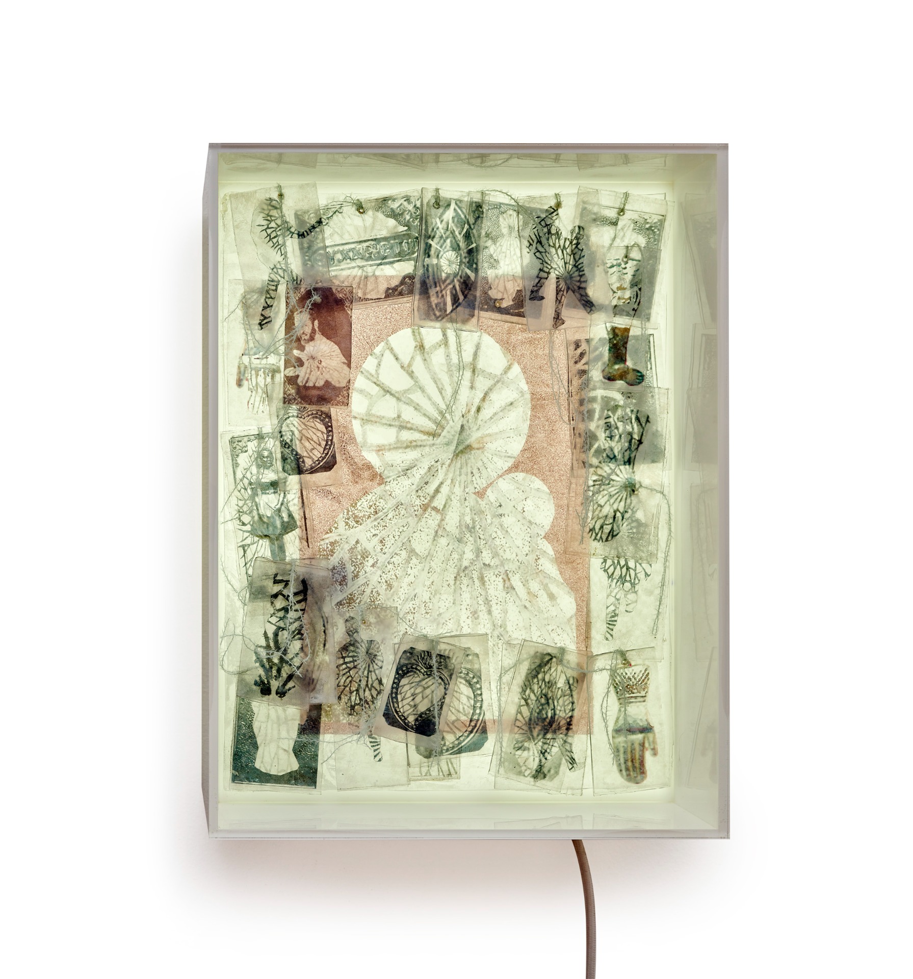 Tamataconstruction, mixed media, plexiglass, rice paper, light, 40x30x12 cm2020